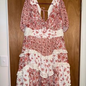 ARULA Red and White Ruffled Sundress